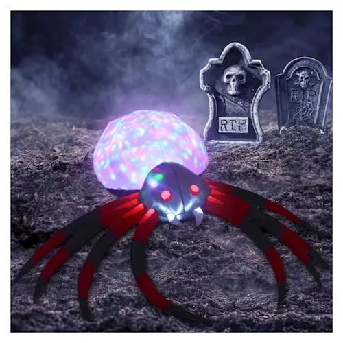 Inflable Halloween Araña Gigante Spider Luz Led 2.3 Mts NEGRO/ROJO