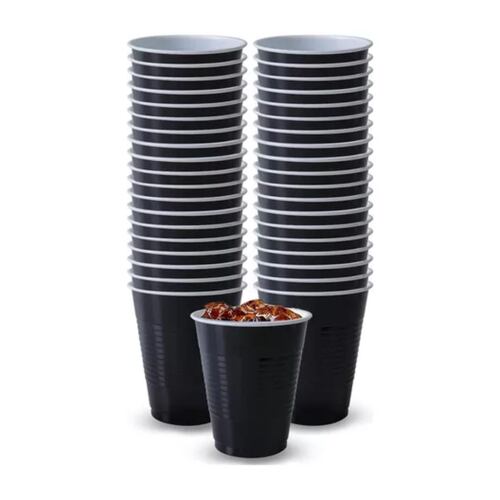 50 Vasos Desechable Plástico Bicolor Prémium Eventos Fiestas NEGRO