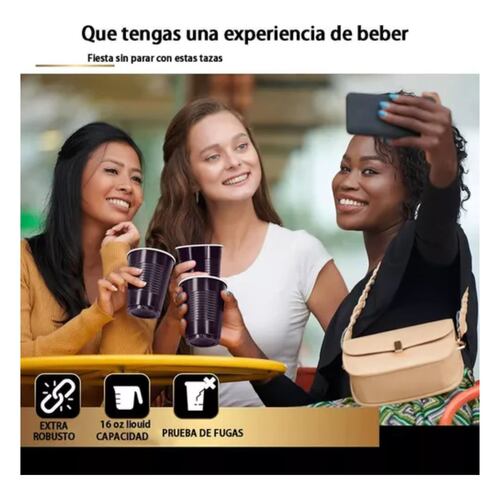 50 Vasos Desechable Plástico Bicolor Prémium Eventos Fiestas NEGRO