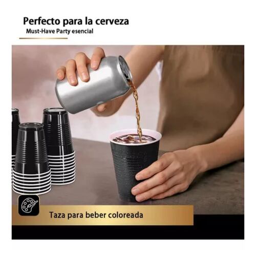 50 Vasos Desechable Plástico Bicolor Prémium Eventos Fiestas NEGRO