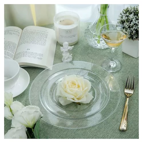 Platos Desechables Elegantes Vajilla Transparente 50 Pz TRANSPARENTE 