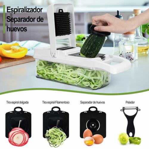 Kit De Picador De Verduras Rallador 20 In 1 Con Cesta+guante BLANCO