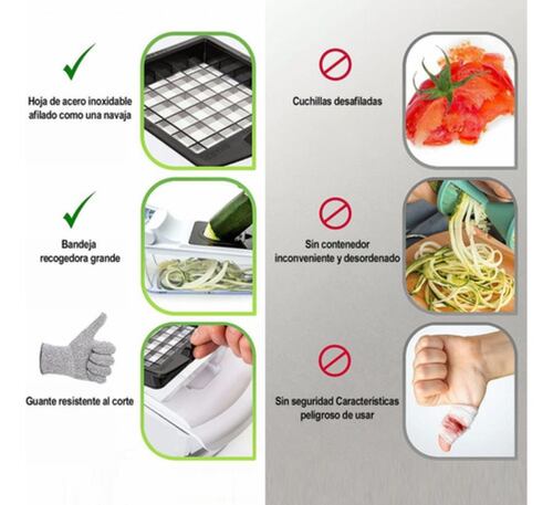 Kit De Picador De Verduras Rallador 20 In 1 Con Cesta+guante BLANCO
