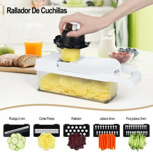 Kit De Picador De Verduras Rallador 20 In 1 Con Cesta+guante BLANCO