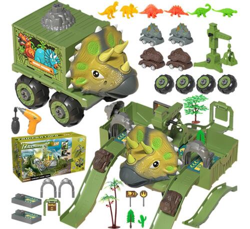 Juguete De Camión Juego De Dinosaurios Transporte Verde