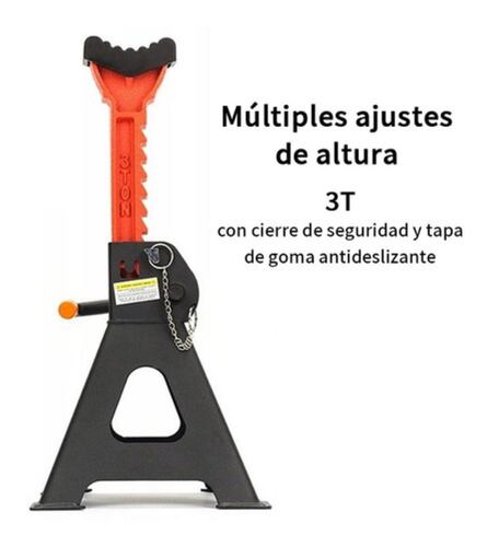 Torre Auto 2 Piezas 3 Toneladas Doble Seguro Altura 28-41 Cm negro