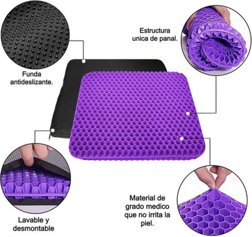 Cojin Flexible Ortopedico Gel Transpirable Coxis Hemorroides MORADO