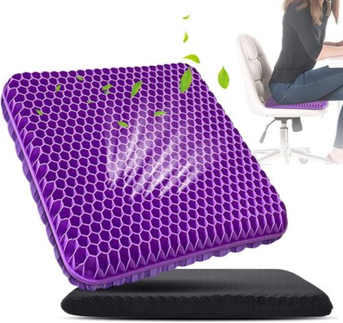 Cojin Flexible Ortopedico Gel Transpirable Coxis Hemorroides MORADO