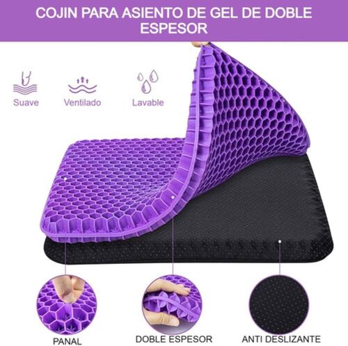 Cojin Flexible Ortopedico Gel Transpirable Coxis Hemorroides MORADO