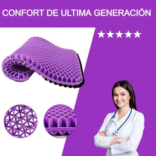 Cojin Flexible Ortopedico Gel Transpirable Coxis Hemorroides MORADO