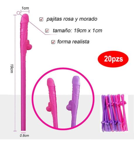 Popotes Despedida Soltera Rosa Plastico Divertido COLORES