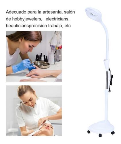 Lampara Estetica Lupa 8x Pedestal Para Tatuajes Maquillaje blanco