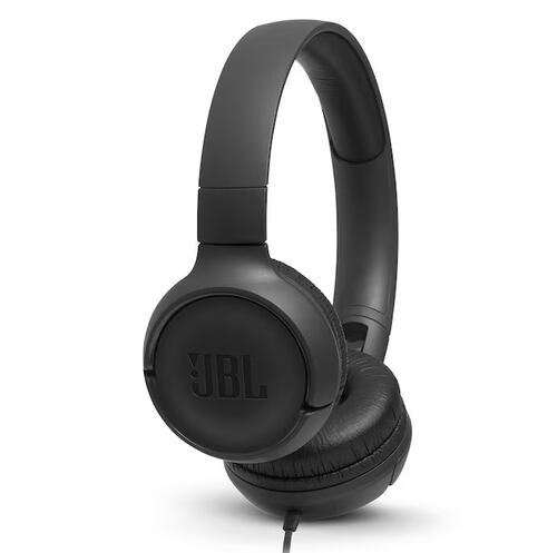 Audífonos On Ear Cable Plano Jbl Tune 500 Alámbrico color Negro.