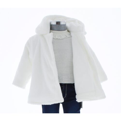 Abrigo Niña Blanco Bebe Chamarra Tejida 3599 0 A 4 Años.
