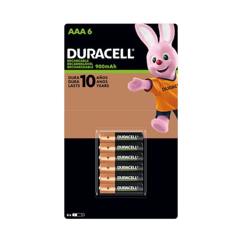 Pilas AAA Recargables Duracell 900 Mah Con 6 Piezas