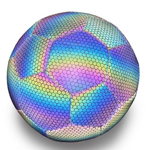 Balón de Fútbol Soccer Reflectante Luminoso Brillante Efecto Tornasol Multicolor No. 5.