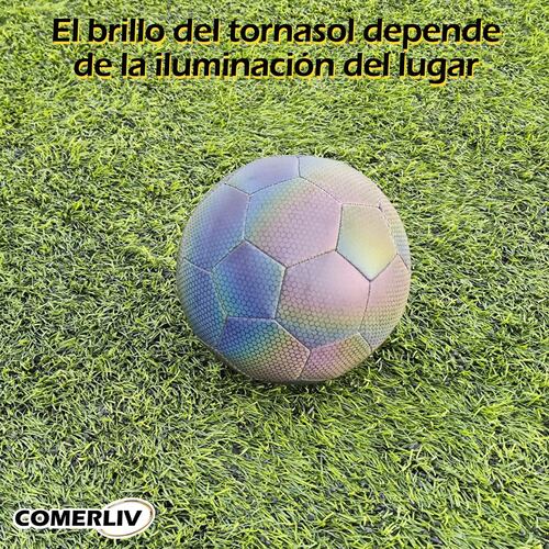 Balón de Fútbol Soccer Reflectante Luminoso Brillante Efecto Tornasol Multicolor No. 5.