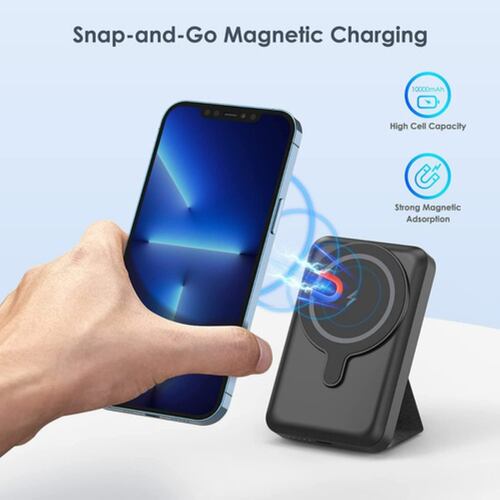 Power Bank Inalámbrica 10000mah Magnético 22.5w Ultrarápida NEGRO