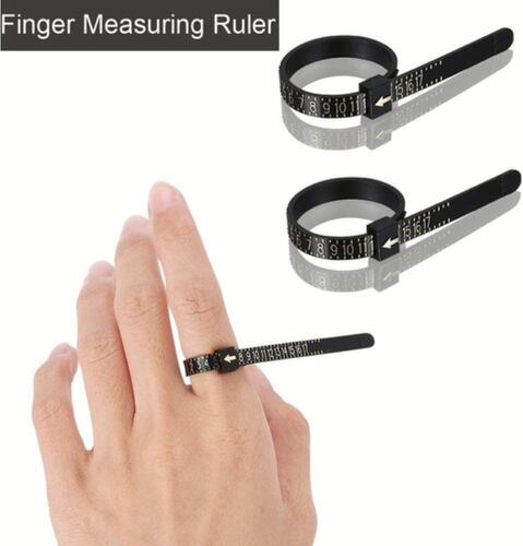 Juego De Medidor De Anillos Y Anillero De Plástico, 3 Piezas NEGRO