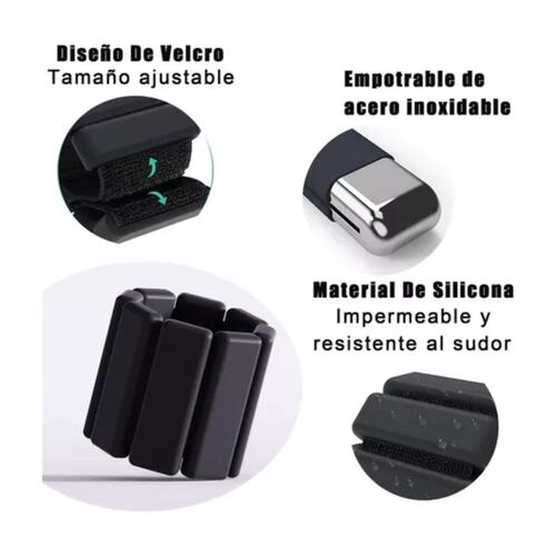 2 Muñequeras Con Peso De Silicona Ajustables De Color Negro