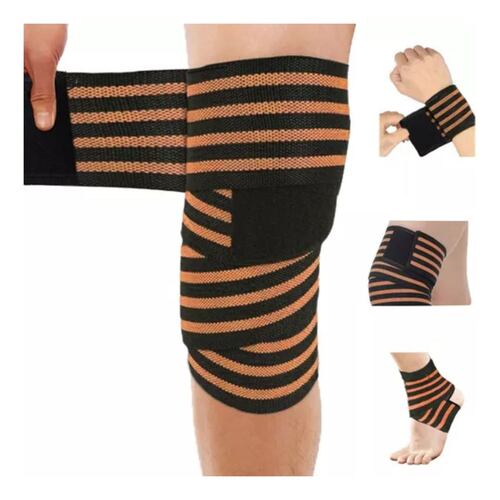 Rodillera Elastica Vendas 1 Par Bandas Deportiva Rodilla Gym naranja/negro
