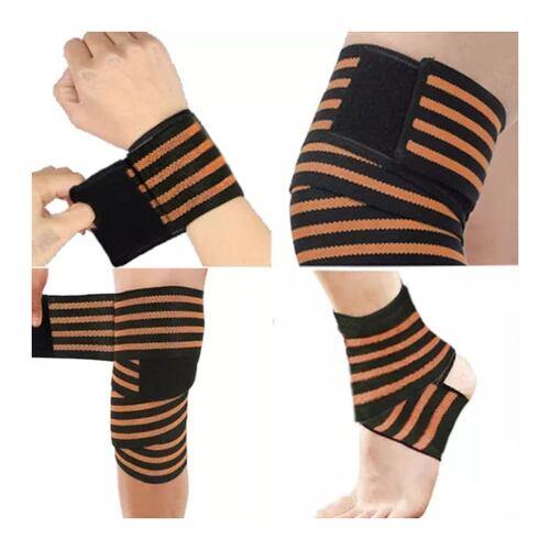 Rodillera Elastica Vendas 1 Par Bandas Deportiva Rodilla Gym naranja/negro