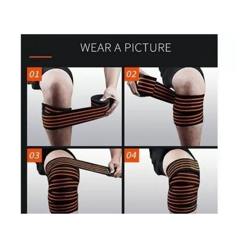 Rodillera Elastica Vendas 1 Par Bandas Deportiva Rodilla Gym naranja/negro