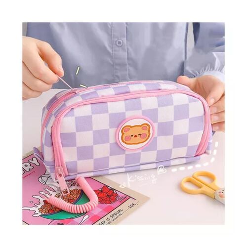 Lapicera Organizadora Estilo Kawaii De Gran Capacidad Violeta