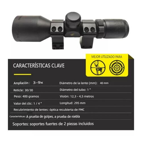 Gamo Mira Telescópica 3-9x40 Óptico Compacto Con Anillo 11mm negro