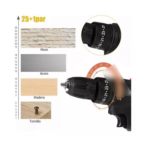 Taladro Inalambrico Con 2 Batería De Litio 2x48v Negro