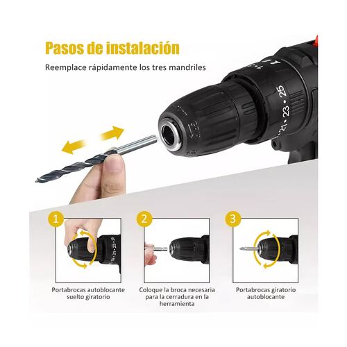 Taladro Inalambrico Con 2 Batería De Litio 2x48v Negro