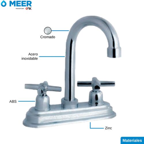 MEER Faucets by CNX | Mezcladora para Lavabo de Baño, Grifo para Lavabo de Baño Cromado, Llave Mezcladora para Baño de Acero Inoxidable, Zinc y ABS