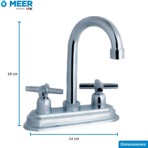 MEER Faucets by CNX | Mezcladora para Lavabo de Baño, Grifo para Lavabo de Baño Cromado, Llave Mezcladora para Baño de Acero Inoxidable, Zinc y ABS