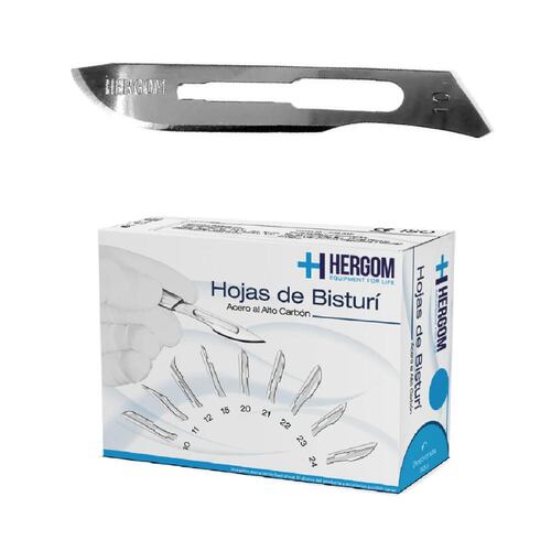 Hojas P/ Bisturí No. 10 Alto Carbón 100 Piezas Hergom