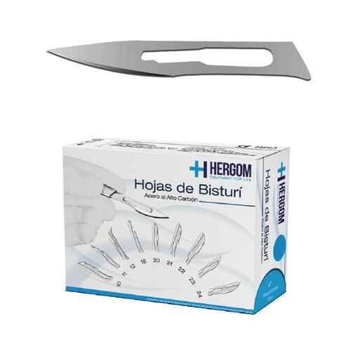 Hojas P/ Bisturí No. 11 Alto Carbón 100 Piezas Hergom