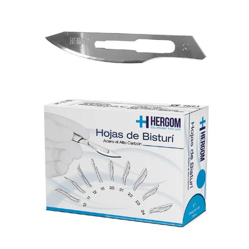 Hojas P/ Bisturí No. 23 Alto Carbón 100 Piezas Hergom