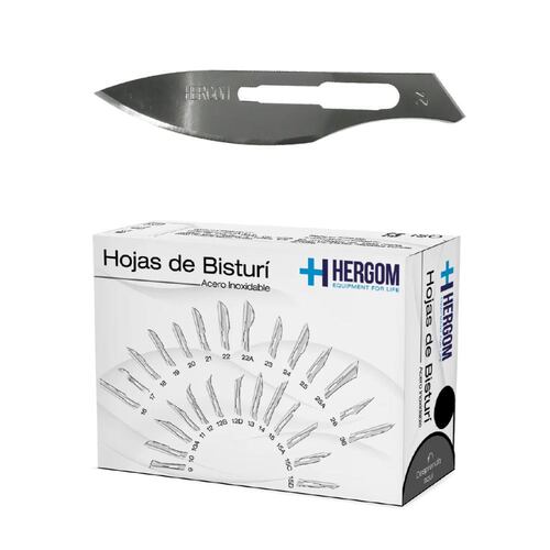Hojas P/ Bisturí No. 24 Acero Inoxidable 100 Piezas Hergom