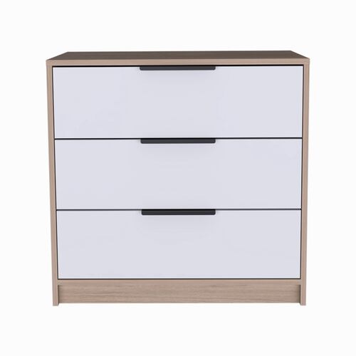 COMODA ARMABLE 3 CAJONES MODELO KAIA COLOR ROVERE BLANCO.
