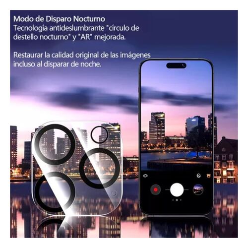3pz Protector Camara Para iPhone 15pro 15 Pro Max Lente Mica TRANSPARENTE