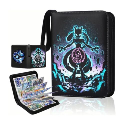 520 Tarjetero Pokémon Yugioh 4 Bolsillos Tarjetas Álbum NEGRO