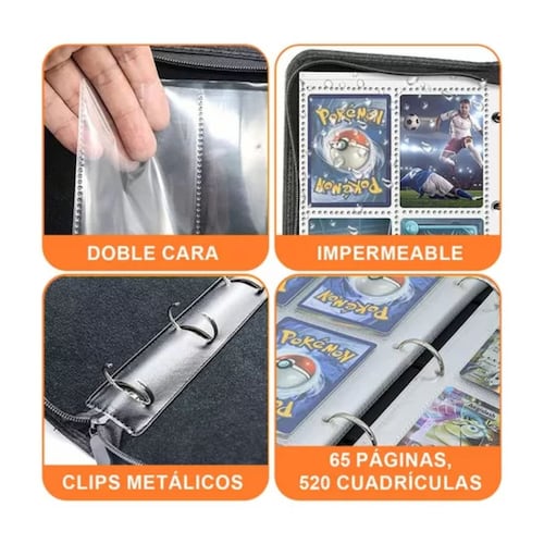 520 Tarjetero Pokémon Yugioh 4 Bolsillos Tarjetas Álbum NEGRO