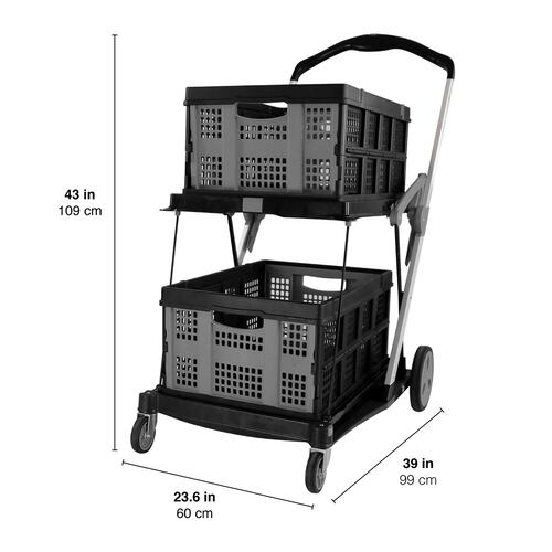 AGBOX Carrito Plegable Multiusos De 2 Niveles Gris Con Negro AG-CARMA2GN.