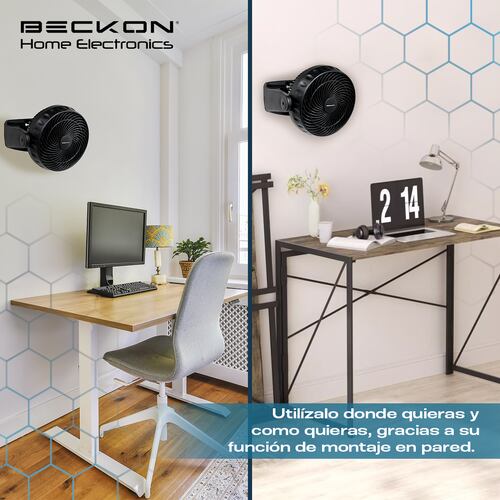 Ventilador de piso pared 2 en 1 turbo fan de 8 pulgadas 3 velocidades Negro Beckon.