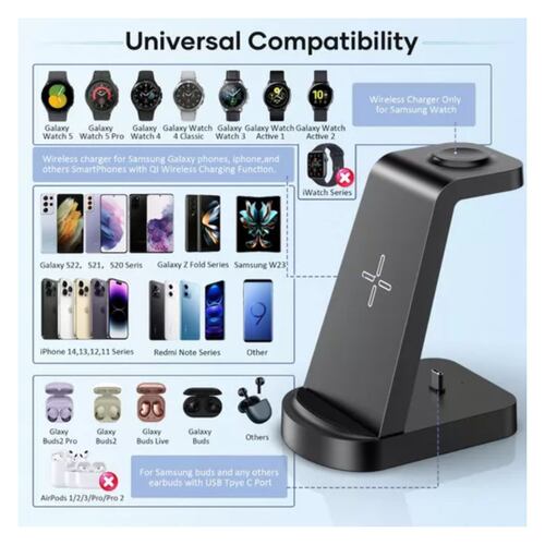 Cargador Inalámbrico Para Samsung S22/s21galaxy Watchbuds2 negro