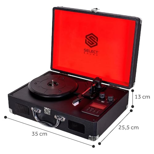 Tocadiscos De Vinilo Tornamesa Retro Portátil Bluetooth Recargable Radio Fm Select Sound 