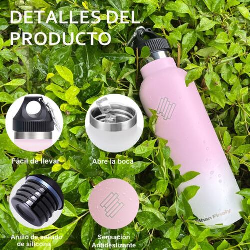 Vasos Termico Acero Inoxidable Taza Termo Botellas Para Agua Rosa 700 mL