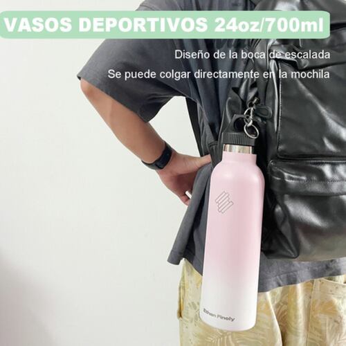 Vasos Termico Acero Inoxidable Taza Termo Botellas Para Agua Rosa 700 mL