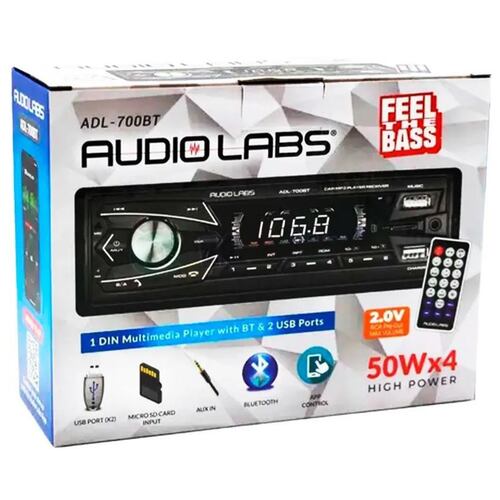 Autoestéreo 1 DIN Audio Labs ADL-700BT Bluetooth USB AUX FM SD.