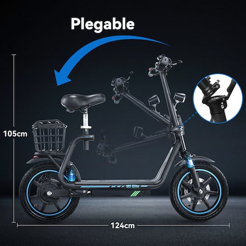 Scooter Eléctrico Plegable Honey Whale M5 Elite Negro