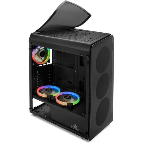 Gabinete Yeyian Krypton ATX, Cristal Templado, sin Fuente, Negro.